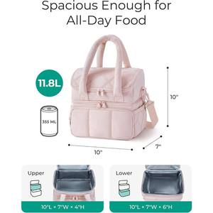 Grand sac isotherme réutilisable pour <span class=keywords><strong>repas</strong></span>, pique-nique, voyage, femme, double compartiment, sac isotherme anti-fuite, sac à lunch isolé - Product Image 3