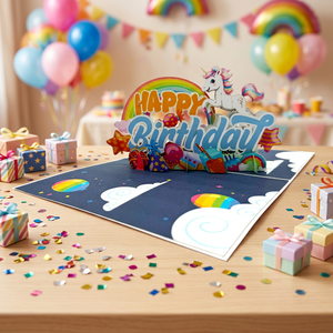Meilleure Vente Carte Pop-up 3D Joyeux Anniversaire Poney Design Personnalisé Fait Main Découpe Laser Impression Numérique Style Amour Vietnamien - Product Image 2