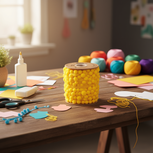 Nastro Ilan Pom Pom Larghezza 2.0 Cm, 20 Iarde, Giallo, per Decorazioni Artigianali - Product Image 2