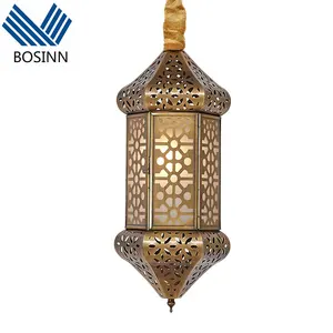 Lampu Gantung Muslim, Lampu Langit-langit Masjid Arab Gaya Timur Tengah, Lampu Hotel Kaca Tempa Liontin Maroko