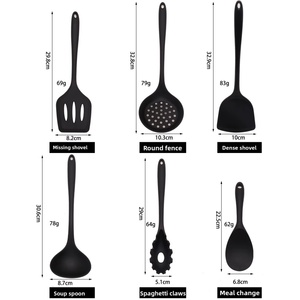 Household Silicone <b>Kitchen</b> Utensils Black Color Cooking Utensil <b>Tools</b> Spatula Spoon Set <b>Kitchen</b> <b>Gadgets</b> for Cookware - Product Image 6
