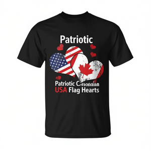 T-shirt patriottica con bandiera canadese e statunitense, design per amanti di America e Canada - Product Image 2