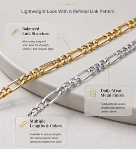 Hot Sale Stainless Steel 18K Gold Figaro Chain Necklace Unisex Hip Hop Layered Necklaces Wholesale - Product Image 2