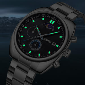 Reloj SKMEI 9325 para Hombre, Deportivo, Cuadrado, de Lujo, Estilo Antiguo, de Negocios, Luminoso, de Cuarzo, Acero Inoxidable, Analógico, con Fase Lunar, Fecha y Cronógrafo - Product Image 3