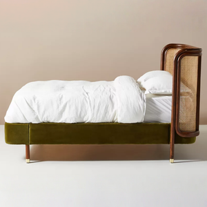 <span class=keywords><strong>Cama</strong></span> de madera maciza de alta calidad, estilo nórdico minimalista, tejida, doble, grande, para dormitorio de villa, hecha de madera. - Product Image 3