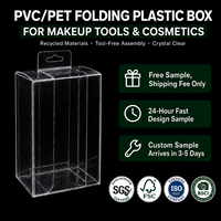 Boîte d'emballage en plastique transparent recyclé sans acide PVC PET à fermeture automatique pliable épaisseur 0,35 Film protecteur Outils de maquillage Logo personnalisé