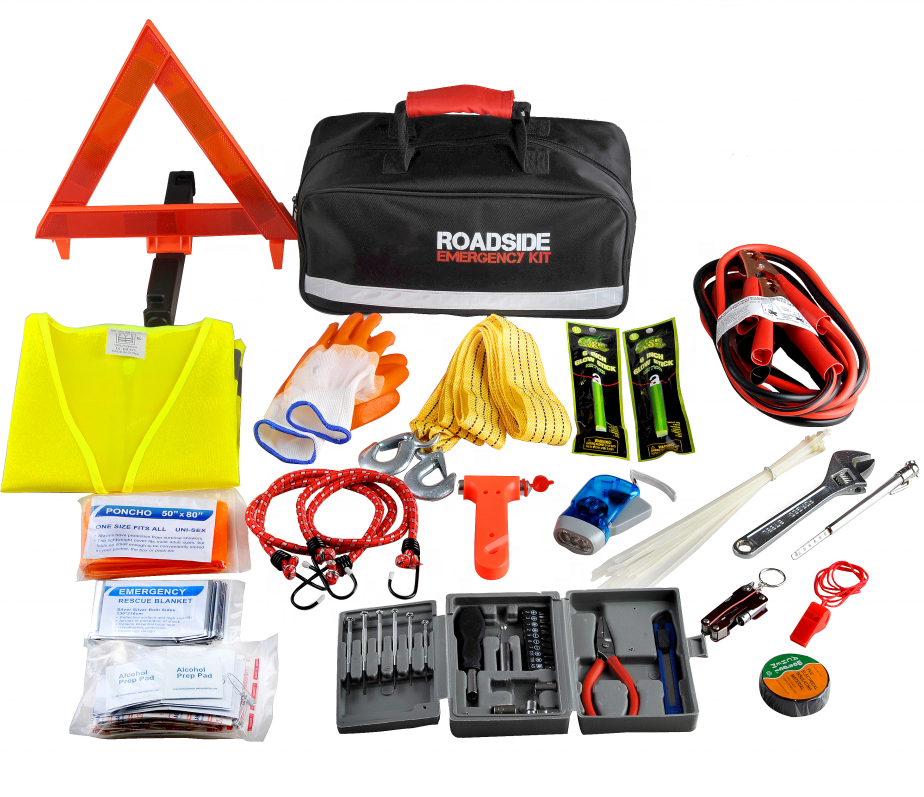 Risen Safety Tool Set Vehicle Aotu Complete Roadside Assistance Car Emergency Help Road Breakdown Kit Bags with Jumper Cables