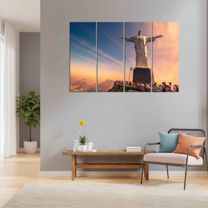 Tableau imprimé sur toile : Christ le Sauveur, Décoration paysagère Rio, LOT DE 4 TOILES - Product Image 3