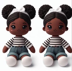 맞춤형 흑인 소녀 인형 봉제 완구 아프리카 소녀 봉제 아기 인형 플러시 디자인 OEM ODM - Product Image 3