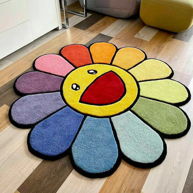 colorful flower rug household custom logo rugs hand made carpet die cut rug living room