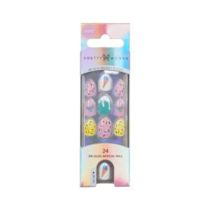 Uñas postizas con diseño de diamantes de imitación, seguras y fáciles de aplicar, puntas de uñas OEM ODM, fabricante de uñas postizas para niños, color pastel nude para niños - Product Image 1