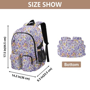 37L Custom Design Lavender Flower Polyester Student College Bag Waterproof Laptop <b>Backpack</b> Girls <b>Backpack</b> with Luggage Belt - Product Image 3