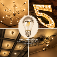 Ampoule LED plaquée argent semi-transparente de qualité supérieure A60 A19 E26 E27, ampoule décorative, lumière blanche chaude, lampe à filament LED, OEM ODM personnalisée