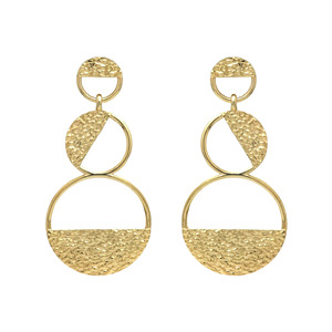 High Selling Gold plated brass long designer earrings with shiny brushed texture , Party wear earrings - Product Image 1