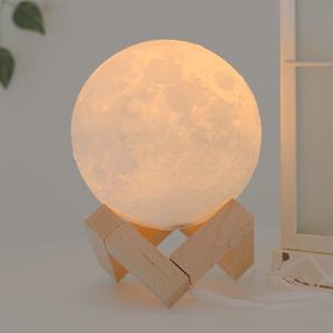 Lampe led imprimée en 3d rappelant la lune, Rechargeable par usb, luminaire décoratif d'intérieur, nouveau modèle de 2020 - Product Image 2