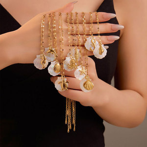 Collar de Concha Marina con Baño de Oro PVD de 14k/18k sobre Base de Acero Inoxidable 316L, Resistente al Agua y al Deslustre, para Mujer - Product Image 1