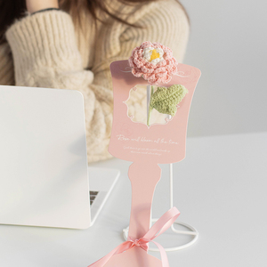 Handmade Crochet Mô Phỏng Tulip Bó Hoa Dệt Kim Hoa Mặt Dây Chuyền Và Bó Hoa Nhỏ Thẻ Giấy Cho Valentine Của Ngày Trang Trí - Product Image 3