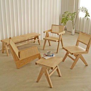 Chaise de salle à manger <span class=keywords><strong>en</strong></span> <span class=keywords><strong>rotin</strong></span> tressé et bois massif avec design artistique à tenons et mortaises pour la maison, le balcon et le bureau - Product Image 3