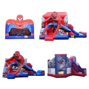 Надувная комбинированная горка-замок Человек-паук/домик для прыжков супергероев с горкой/коммерческий надувной батут Moonwalk