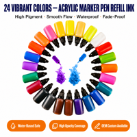 Ensemble de peinture acrylique pour coulage OEM 36 couleurs 10 ml pour toile, papier et verre - à base d'eau, séchage rapide, multi-usages, certifié EN71