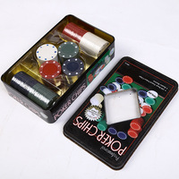 Chivan Wholesale - Ensemble de 100 jetons de poker en plastique dans une boîte en fer - Jetons de poker pour Baccarat et Texas Hold'em