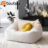 OTAUTAU Fauteuil pouf inclinable en fausse fourrure de cachemire sans rembourrage pour adulte, design moderne, housse amovible SF023