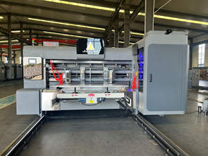 Machine de fabrication de boîtes en carton ondulé entièrement automatique avec imprimante, rainureuse, découpeuse, plieuse et encollatrice pour ligne d'emballage papier - Product Image 2