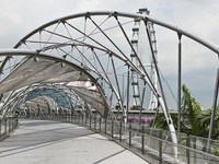 Puente Peatonal LIYOU Helix (Estructura Metálica en Espiral de Acero Tipo ADN) que Conecta la Esplanada con el Hotel Casino Marina Bay Sands
