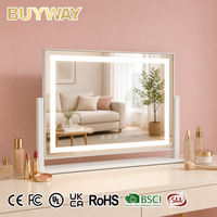 Miroir de Coiffeuse Rectangulaire LED avec Bande Lumineuse, 3 Couleurs, Intensité Réglable, Tactile, Rechargeable Type-C, OEM