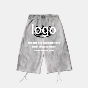 Shorts amples à sept points pour hommes, style rétro américain, broderie tie-dye, ensemble homme/femme - Product Image 2