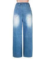 Jean large taille haute tendance pour femme 2027, style streetwear, avec franges colorées, déchiré et délavé, coupe baggy, pantalon en denim pour l'automne