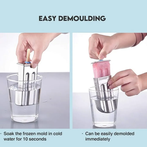 Moldes para Hacer Paletas de Hielo Reutilizables, Fáciles de Desmoldar, de Acero Inoxidable, con Soporte - Product Image 6