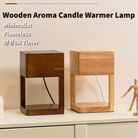 Lampe chauffe-cire minimaliste en bois avec minuterie, lampe chauffe-bougie électrique sans flamme à intensité variable pour cadeaux d'anniversaire