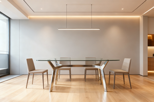 Tavolo da Pranzo Moderno <span class=keywords><strong>in</strong></span> Metallo e <span class=keywords><strong>Vetro</strong></span> Temperato con <span class=keywords><strong>Gambe</strong></span> Regolabili <span class=keywords><strong>in</strong></span> Altezza <span class=keywords><strong>per</strong></span> Appartamenti e Hotel, 8 Posti, Arredamento <span class=keywords><strong>per</strong></span> la Casa - Product Image 2