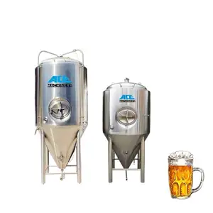 Tanques de fermentação de cerveja em forma de cone Ace 1000L, revestidos com jaqueta de ondulação, revestidos por fora e com isolamento, para refrigeração