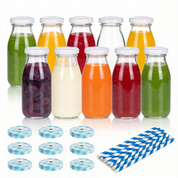 Bouteilles réutilisables en verre transparent haute qualité pour jus et lait 200ml/250ml/500ml/1000ml – Emballage de boissons avec couvercle personnalisable