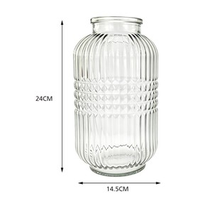 Vase en verre côtelé motif losanges vert et jaune, grand vase à <span class=keywords><strong>fleurs</strong></span> pour la maison, décoration de table de mariage, vase à <span class=keywords><strong>fleurs</strong></span> moderne en verre - Product Image 4