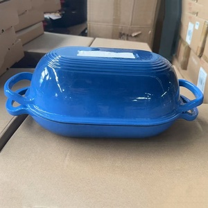 Moule à pain en <span class=keywords><strong>fonte</strong></span>, commande minimum 1 pièce, compatible gaz et induction, résistant à la chaleur, émaillé, antiadhésif, double cocotte hollandaise en <span class=keywords><strong>fonte</strong></span> - Product Image 4