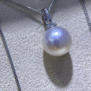 Collier pendentif en perles d'eau douce rondes de 11-12 mm, perles Edison à fort lustre en argent sterling 925 pour femmes, bijoux en gros - Product Image 2