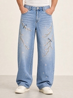 Jeans baggy personnalisés 14oz Hip Hop pour hommes, coupe large, denim vintage, fabricant premium