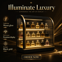 Vitrine de présentation de parfums sur mesure noir mat et or, conçue par des experts pour les boutiques de parfums - Vente directe usine - MOQ 1 pièce