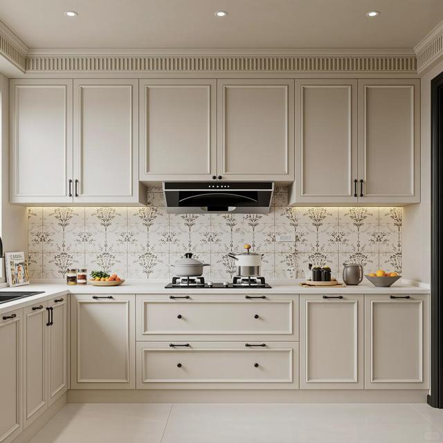 Bespoke French Provincial Oak Antique Kitchen Solid Wood Cabinet W/ Quartz Countertop High-End Modular Kitchen Furniture