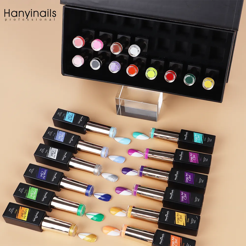 Hanyinails Neon Liner Art Disco Gel Kit Reflective Flashing Glow In The Dark Gel Polish Liner Nail Art Set For Salon