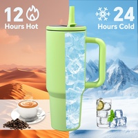Meilleures ventes : Gourde isotherme sous vide de 40 oz, voyageur, anti-fuite, double paroi en acier inoxydable, avec paille pliable