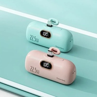 Batterie portable Li-Polymère M-Queen, charge rapide PD 20W, 5000mAh, écran LED, mini capsule, power bank