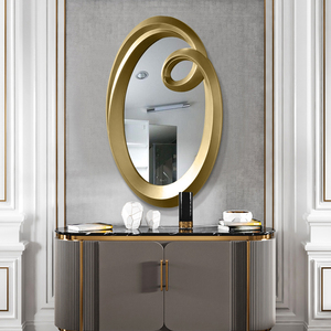 <span class=keywords><strong>Espejo</strong></span> decorativo de fábrica ovalado de nuevo diseño dorado, <span class=keywords><strong>Espejo</strong></span> de pared para sala de estar, <span class=keywords><strong>Espejo</strong></span> Irregular de lujo - Product Image 2