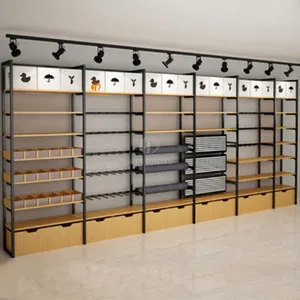 Custom production display wooden supermarket shelf series and shelves used for market