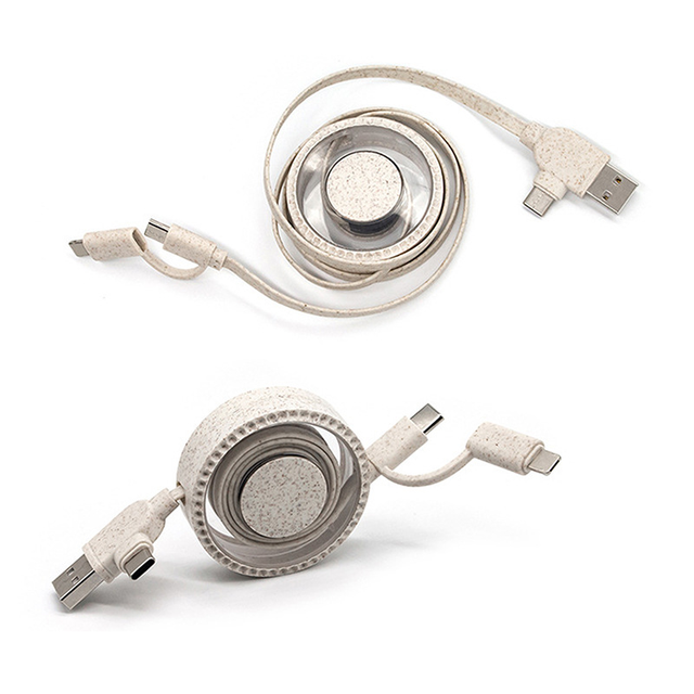 Customized Environmentally Friendly Wheat Straw Type-C One-to-Four Charging Cable Two-to-Three Promotional USB Gadget