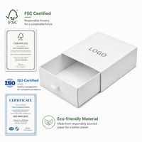 Boîte à tiroir en carton ondulé blanc avec logo personnalisé, emballage écologique, boîte cadeau rigide coulissante pour bijoux et vêtements