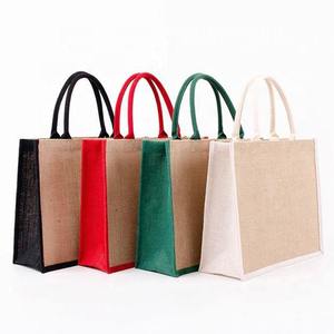 Proveedor Directo de Fábrica: Bolsas de Yute Multiusos con Asas Coloridas para Ropa Casual, Festivales al Aire Libre, Precio de Exportación - Product Image 1